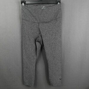 Nike Dri Fit Womens Leggings Medium Gray Crop Yoga Gym Athletic Crossfit Run